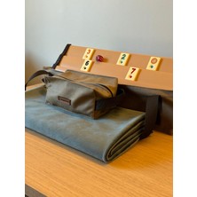 Mady Aksesuar Okey Takım Çantası Kahverengi, Aqua Oyun Masası Örtüsü, Ahşap Okey Takımı Seti