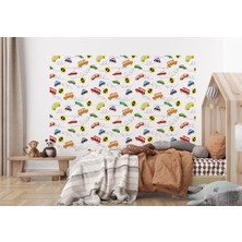 the mr east Renkli Arabalar Desenli Erkek Çocuk Odası Duvar KAĞIDI-5751