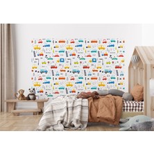 the mr east Trafik Desenli Erkek Çocuk Odası Duvar KAĞIDI-5531