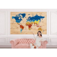 the mr east Ahşap Görünümlü Detaylı Ingilizce Dünya Haritası Duvar KAĞIDI-1784
