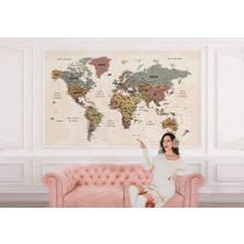 the mr east Türkçe Dünya Haritası Ayrıntılı Eğitici-Öğretici Okyanuslu Dekoratif Duvar KAĞIDI-2550