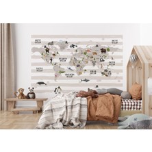 the mr east Dünya Haritası Çocuk ve Bebek Odası Hayvanlar Alemi Duvar KAĞIDI-3803