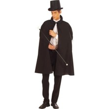 MiraLive Siyah Sihirbaz Pelerini 120 cm ve Sihirbaz Şapkası 12 cm Yetişkin Boy