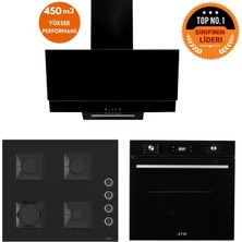 Ferre ve Afm Tech Markalı/ Basel 8 Prog. Turbolu Siyah Dijital Ankastre Set (SS205 + FM7700+FM3250)