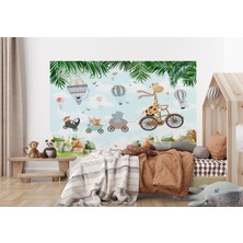 the mr east Uçan Hayvanlar ve Uçan Balonlar Bebek ve Çocuk Odası Duvar KAĞIDI-5629