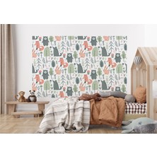 the mr east Sevimli Doğa Hayvanları Temalı Öğretici Çocuk Odası Duvar KAĞIDI-5723