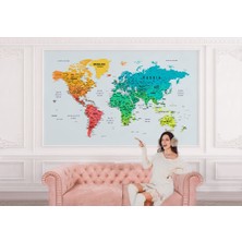 the mr east Renkli Dünya Haritası Duvar Kağıdı Detaylı Ülke ve Başkentli -1710