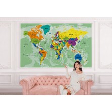 the mr east Türkçe Dünya Haritası Ayrıntılı Eğitici-Öğretici Okyanuslu Dekoratif Duvar KAĞIDI-2502