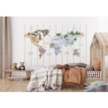 the mr east Dünya Haritası Çocuk ve Bebek Odası Hayvanlar Alemi Duvar KAĞIDI-3825
