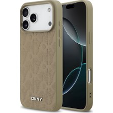 DKNY Apple iPhone 17 Pro Max Uyumlu Kılıf Orjinal Lisanslı M-safe Şarj Özellikli 3D Yazılı Grid Pattern Kapak