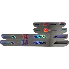 Autowise Honda Hologram Logolu Araca Özel Marka Logolu Aynalı Kapı Eşiği Koruyucu Yapıştırma 4'lü Set