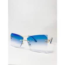 Çerçevesiz Bizote Güneş Gözlüğü El Yapımı (Handmade) Mavi Model 7018