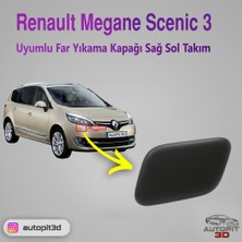 AutoPit 3D Renault Megane Scenic 3 Uyumlu Far Yıkama Kapağı Sağ Sol Takım