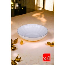 Kütahya Porselen Bone Luz Altın Yaldzlı Bowl Kase 25X6CM 2000ML 4 Lü BNLZF25KS00