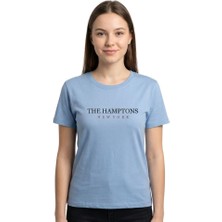 Hamptons Baskı Enfield&co Kadın T-Shirt The Bebe Mavi