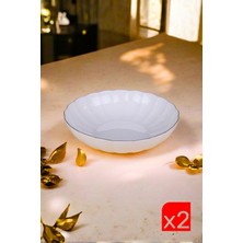 Kütahya Porselen Bone Luz Altın Yaldzlı Bowl Kase 25X6CM 2000ML 2 Li BNLZF25KS00