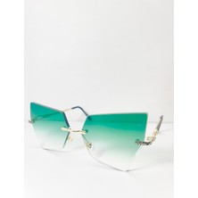 Çerçevesiz Bizote Güneş Gözlüğü El Yapımı (Handmade) Yeşil Model 7020