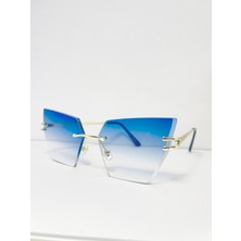 Çerçevesiz Bizote Güneş Gözlüğü El Yapımı (Handmade) Mavi Model 7021