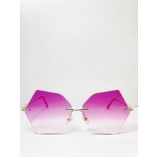 Çerçevesiz Bizote Güneş Gözlüğü El Yapımı (Handmade) Pembe Model 7024