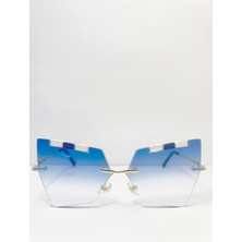 Çerçevesiz Bizote Güneş Gözlüğü El Yapımı (Handmade) Mavi Model 7028