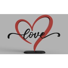 Antilop 3D Baskı Love Yazılı Kalp Dekoratif Obje – Modern Romantik Masa & Raf Süsü