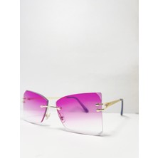 Çerçevesiz Bizote Güneş Gözlüğü El Yapımı (Handmade) Pembe Model 7018