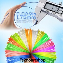 Teknoartshop 3D Kalem Filamenti 5 Renk 10 Metre (50 Metre)