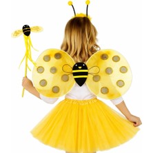 Mustran Sarı Renk Arı Kanadı Kostüm Seti (Tütü, Kanat, Taç, Asa)