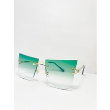 Çerçevesiz Bizote Güneş Gözlüğü El Yapımı (Handmade) Yeşil Model 7023