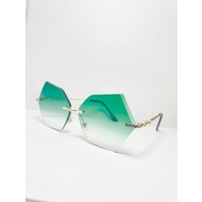 Çerçevesiz Bizote Güneş Gözlüğü El Yapımı (Handmade) Yeşil Model 7024