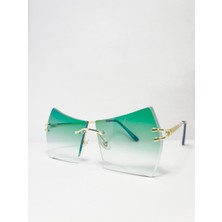 Çerçevesiz Bizote Güneş Gözlüğü El Yapımı (Handmade) Yeşil Model 7025