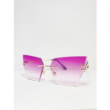 Çerçevesiz Bizote Güneş Gözlüğü El Yapımı (Handmade) Pembe Model 7021