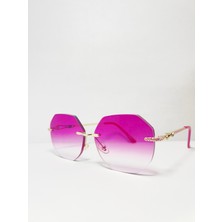 Çerçevesiz Bizote Güneş Gözlüğü El Yapımı (Handmade) Pembe Model 7027