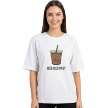 Iced Baskı Enfield&co Kadın T-Shirt Iced Ekru