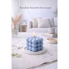 Flow Home Dekoratif Lüks Soya Mum, El Yapımı Doğal Mum, Uzun Yanma Süreli Şık Ev Hediyesi, Ev Süsü Mavi 140 G