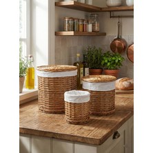 3 Adet Hasır Patates Soğan - Çamaşırlık - Genel Amaçlı Saklama Kutusu - C303