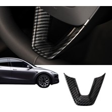 Ramm Tesla Juniper Direksiyon Simidi Alt Kısım Dekoratif Karbon Kaplama Parlak Siyah