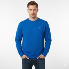 Club Erkek Sweatshirt Uzun Kol Saks Mavi Sıfır Yaka