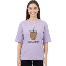 Iced Baskı Enfield&co Kadın T-Shirt Iced Lila