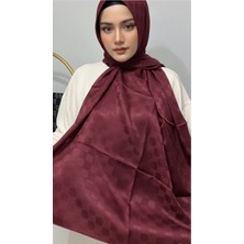 Sevimia Scarf V Desen Jakar Şal Bordo
