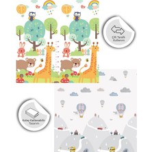 Globomart Sky Balloons Katlanabilir Çift Taraflı Oyun Matı - Oyun Halısı Premium Seri (Taşıma Çantası Hediye)