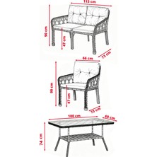 Lumis Garden Neva Rattan Bahçe Oturma Takımı 2+1+1 + Masa