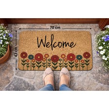 Renkli Çiçekler Desenli Coco Görünümlü Kapı Önü ve Iç Mekan Paspası