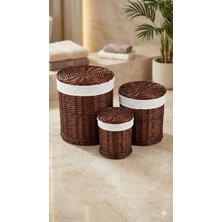 3 Adet Hasır Patates Soğan - Çamaşırlık - Genel Amaçlı Saklama Kutusu Kızıl - C303