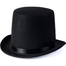 MiraLive Yetişkinler Için Siyah Renk Ringmaster Sihirbaz Şapkası Fötr Şapka 15 cm