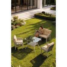 Lumis Garden Neva Rattan Bahçe Oturma Takımı 2+1+1 + Masa