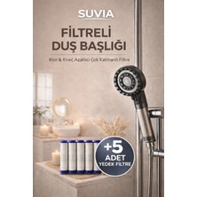 Suvia Filtreli Duş Başlığı 5 Yedek Filtre | Su Arıtmalı, Klor ve Kireç Önleyici, Yüksek Basınçlı