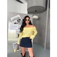 Kechı Woman Madonna Yaka Triko Sarı Bluz Kazak