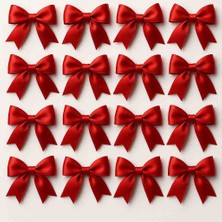 Maku Home Çeyiz , Doğum Günü Kırmızı Saten Kurdale Fiyonk Çoklu -25'li