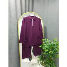 Nisa Butik Giyim Yakalı Yarım Pat Fermuarlı Cepli Eşofman Takımı